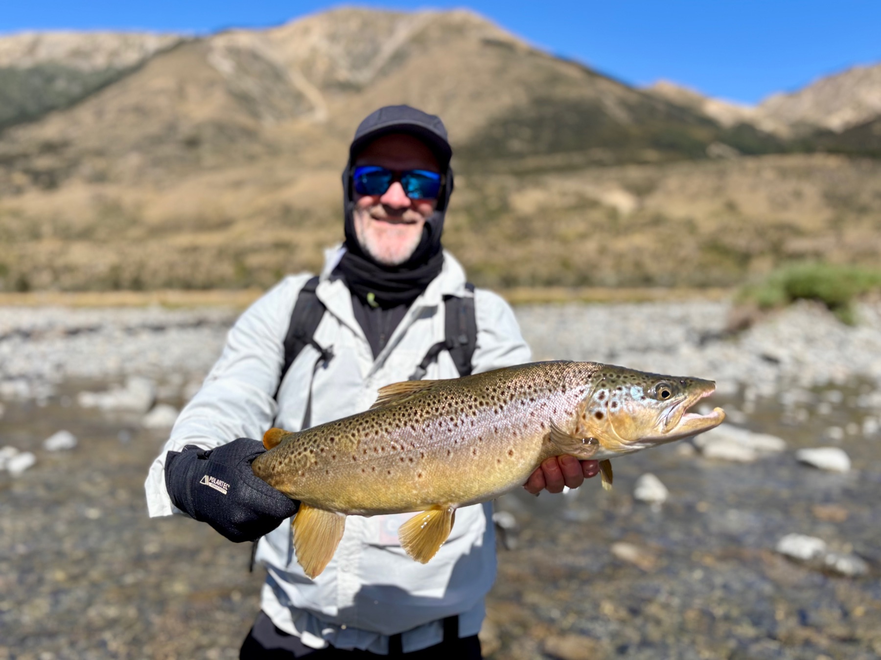 Winter trout fishing on the Lake Dunstan Delta